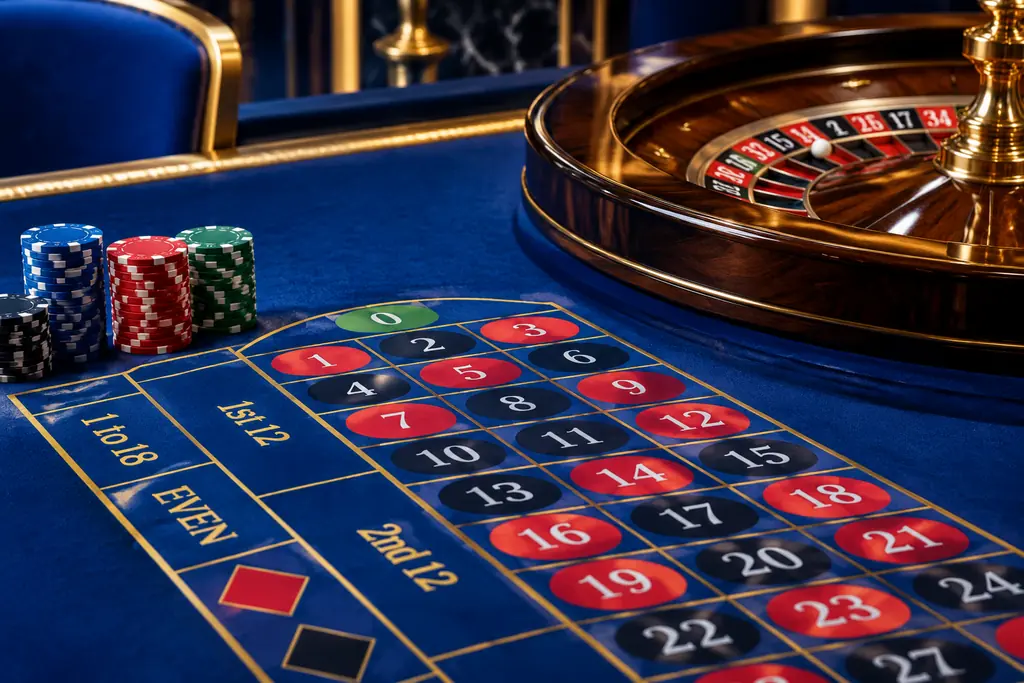Petak taruhan dan tepi roda roulette di kasino